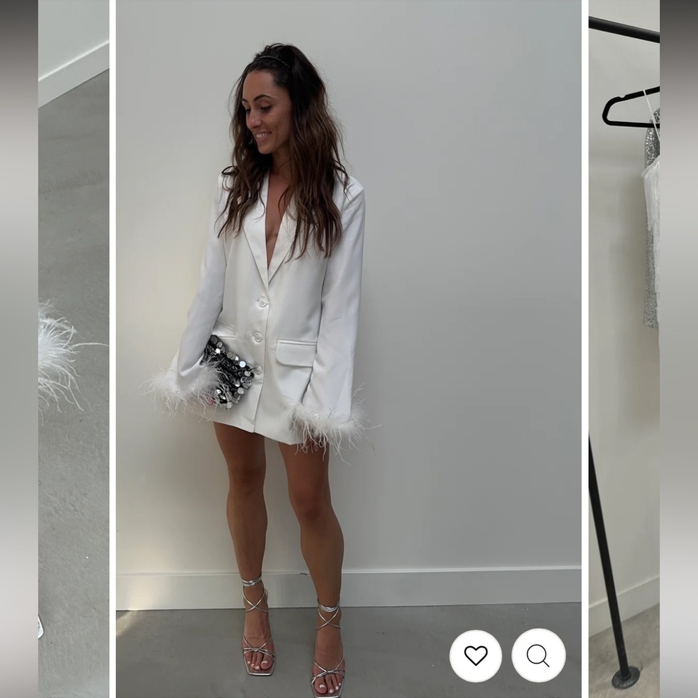 Tease Me White Feather Blazer x 12th Tribe - Small